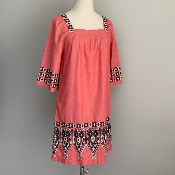 Calypso St. Barth embroidered square neck shift dress pockets pink blue size xs - Picture 1 of 8